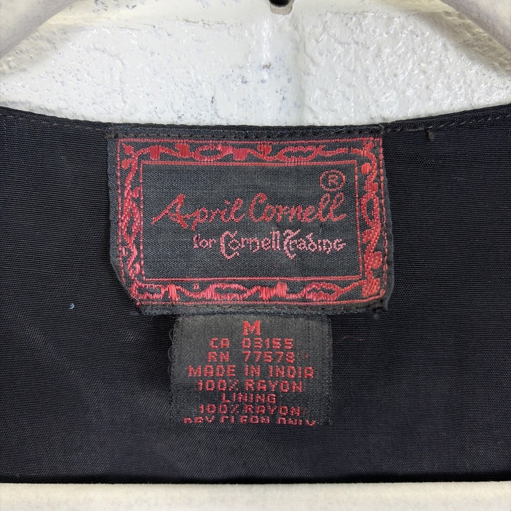 VTG April Cornell Velvet Patchwork Vest Size M Embroidered Boho Artsy - Picture 5 of 7